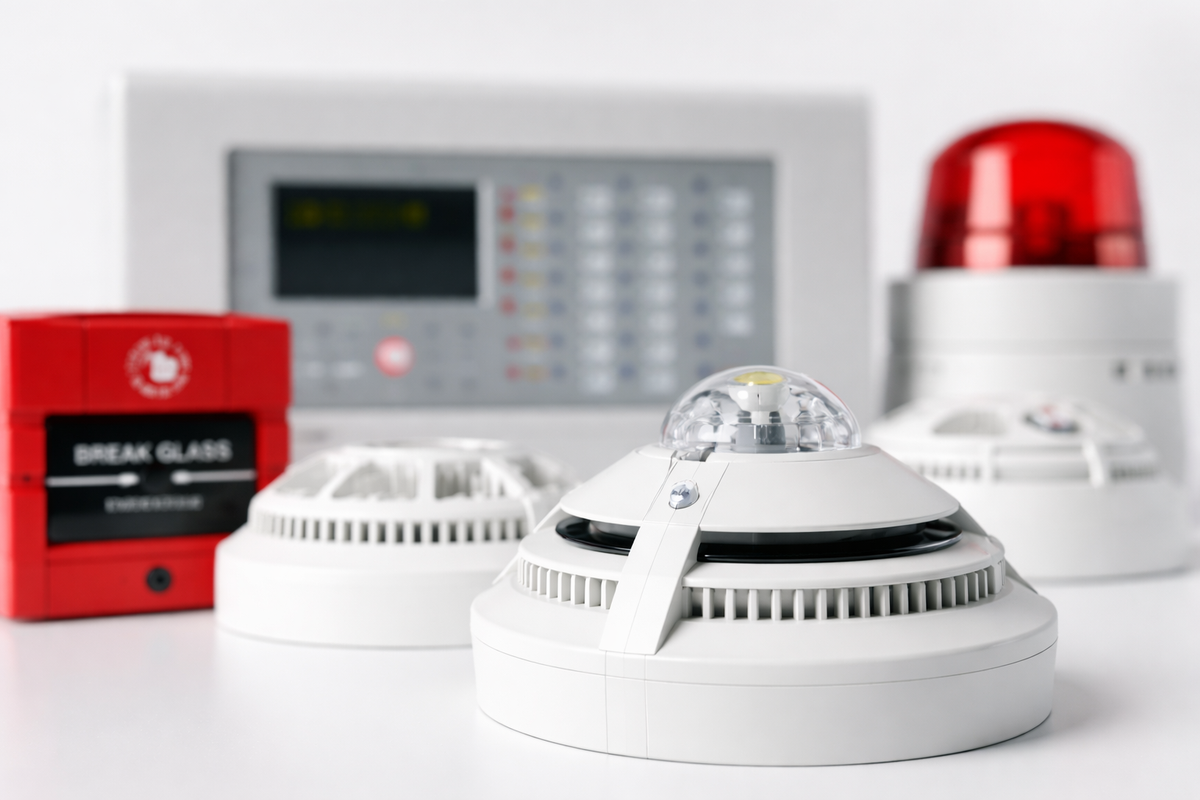 Fire alarm control panel and manual call point — Fire Alarm Warehouse hero banner